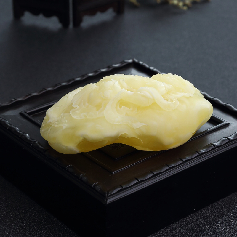 白花蜜蜡黄财神吊坠-红掌柜