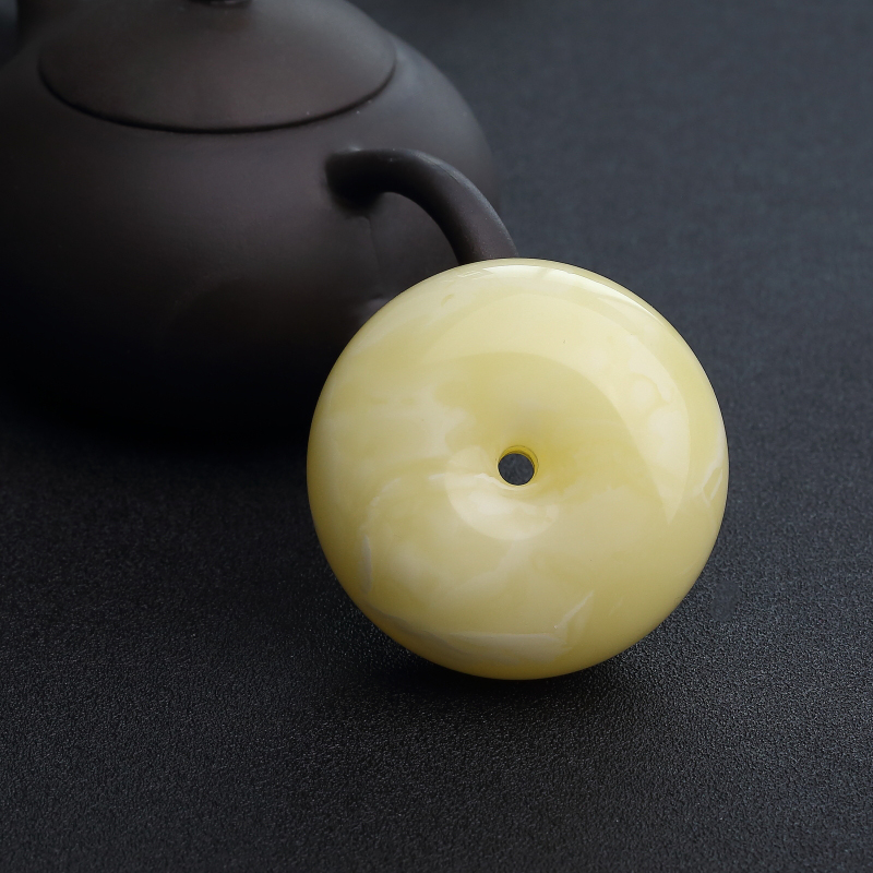 波罗的海天然白花蜜蜡平安扣吊坠-红掌柜