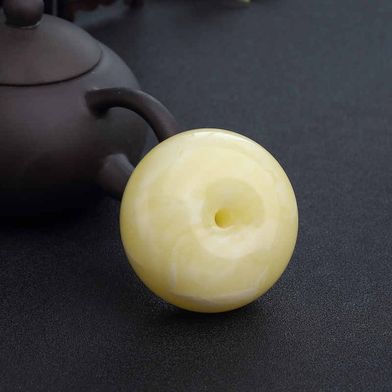 天然白花蜜蜡平安扣吊坠-红掌柜