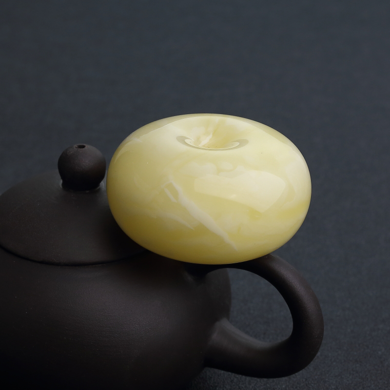 白花蜜蜡平安扣吊坠-红掌柜