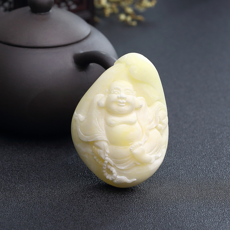 波罗的海天然象牙白白蜜佛吊坠-红掌柜