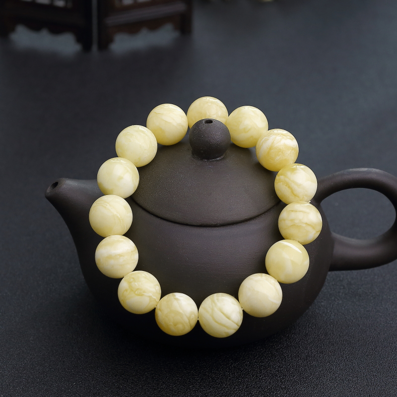 波罗的海天然白花蜜蜡单圈手串-红掌柜