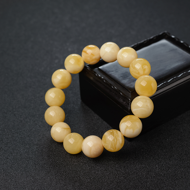 白花蜜蜡单圈手串-红掌柜