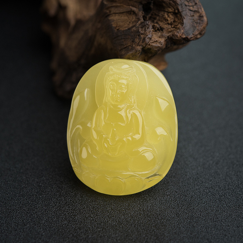 天然蜜蜡观音吊坠-红掌柜