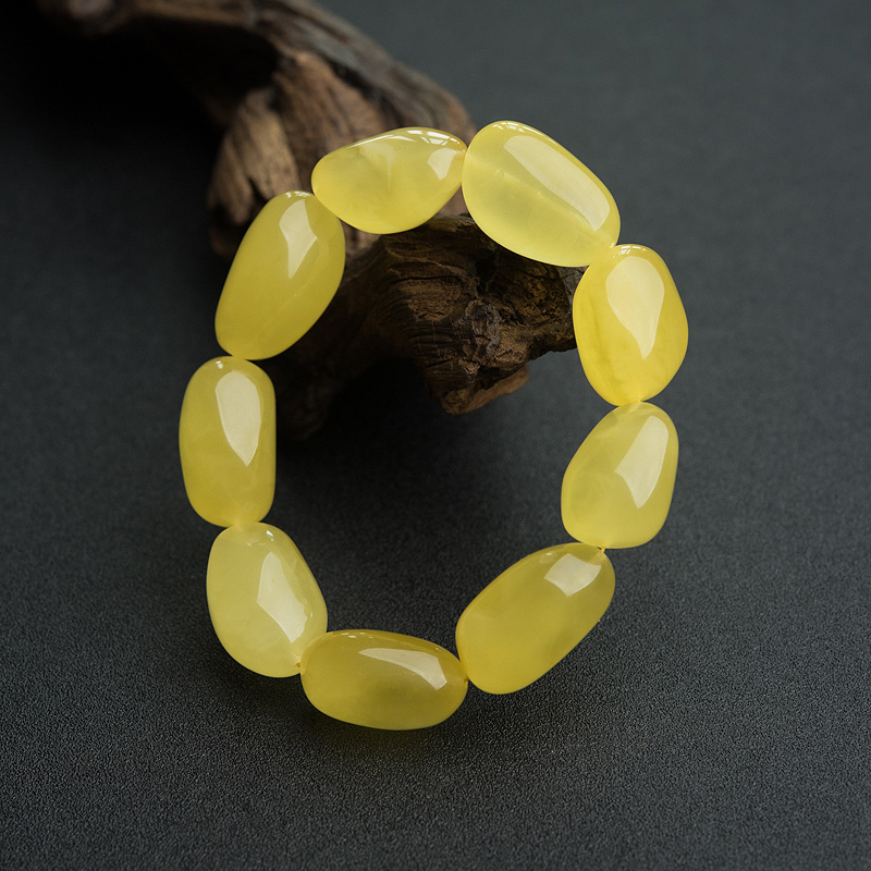 波罗的海鸡油黄蜜蜡随形单圈手串-红掌柜