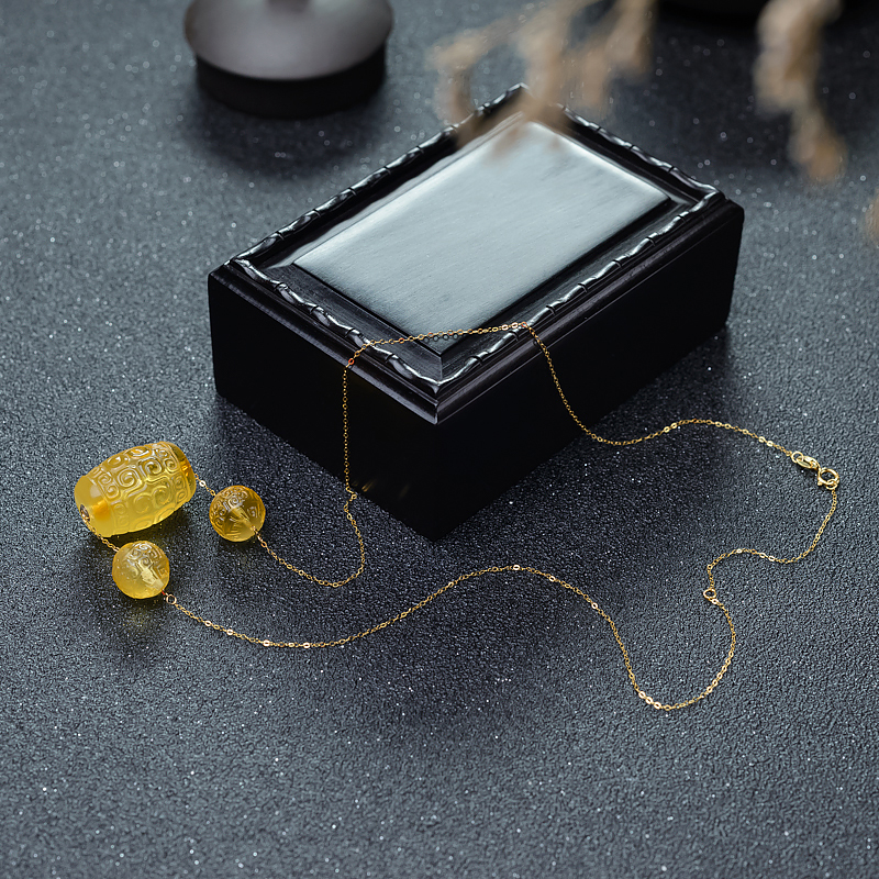 蜜蜡桶珠项链-红掌柜