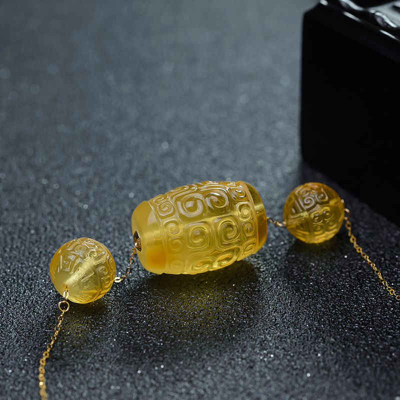 18K鸡油黄蜜蜡项链-红掌柜