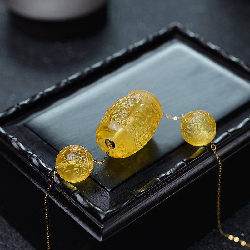 蜜蜡桶珠项链-红掌柜