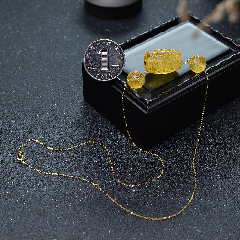 鸡油黄蜜蜡项链-红掌柜