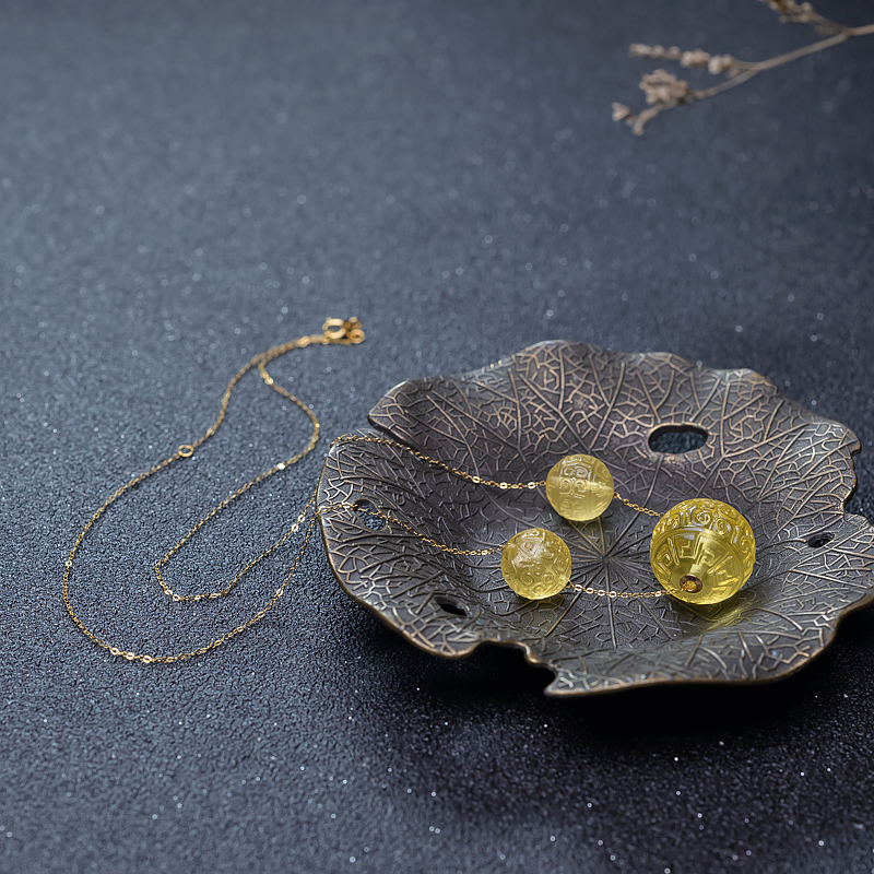 18K鸡油黄蜜蜡项链-红掌柜