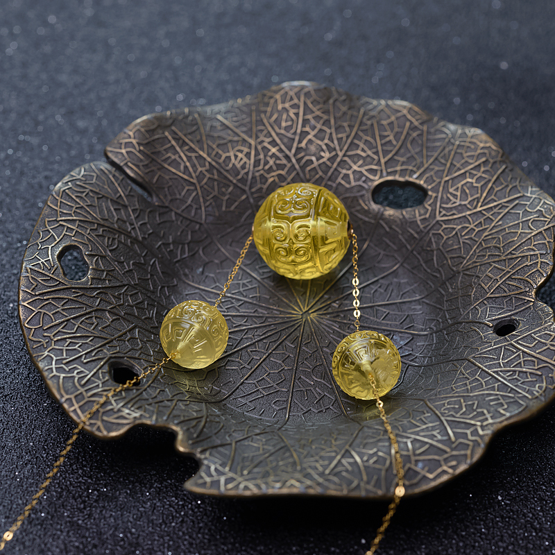 鸡油黄蜜蜡项链-红掌柜