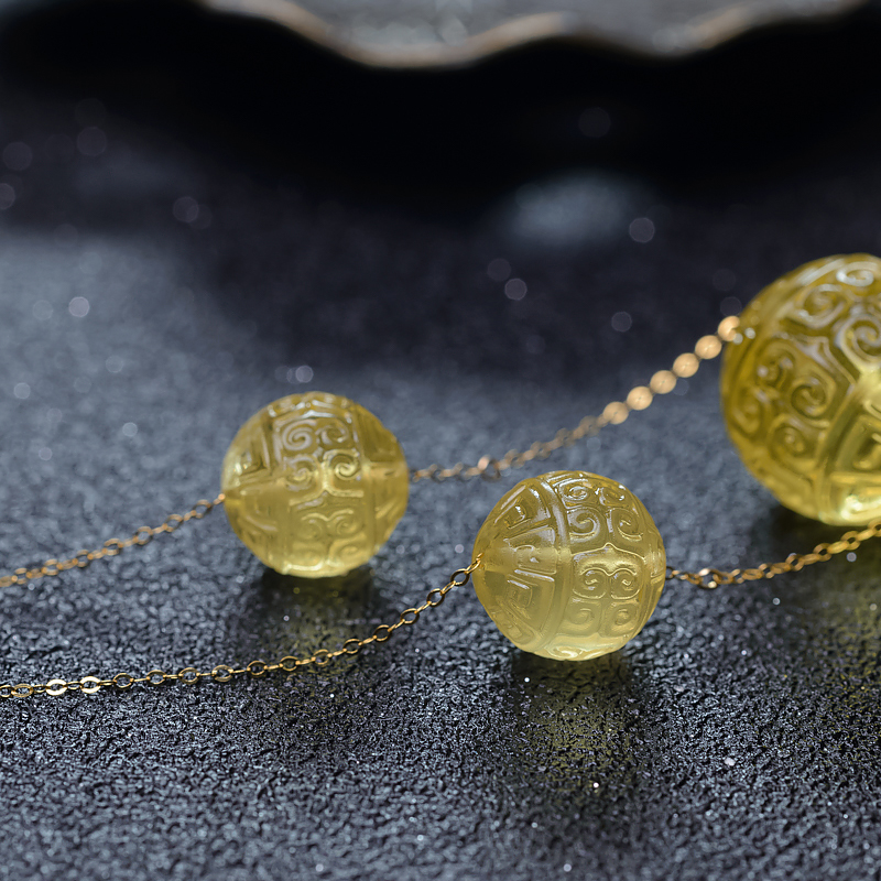 鸡油黄蜜蜡项链-红掌柜