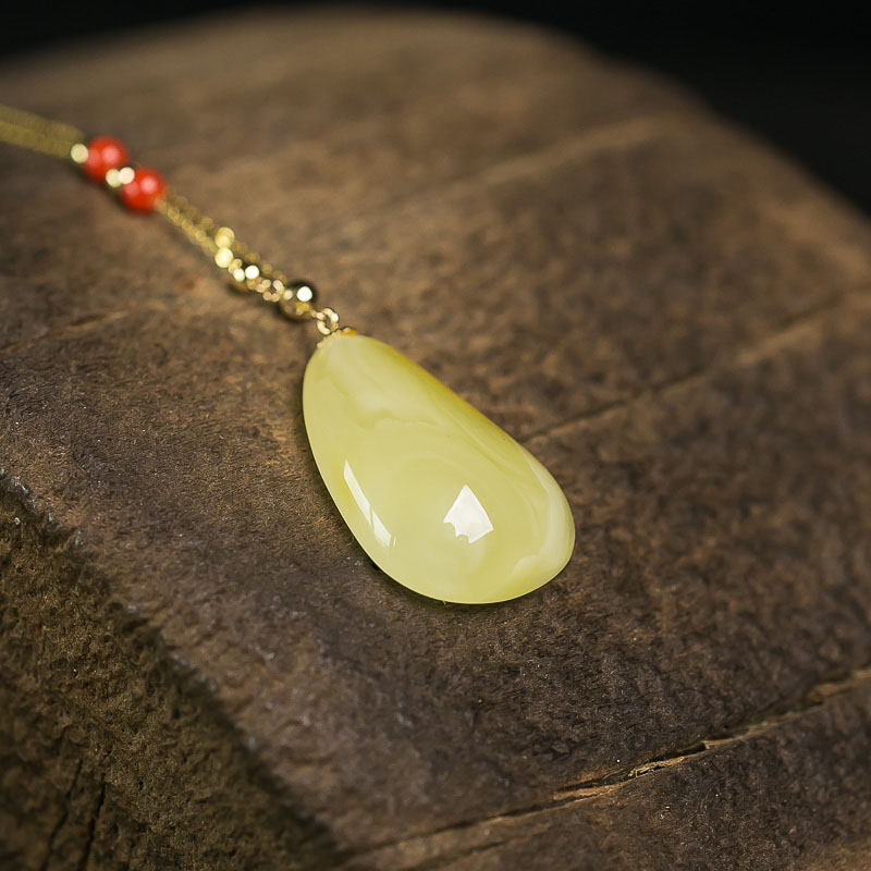 蜜蜡水滴项链-红掌柜
