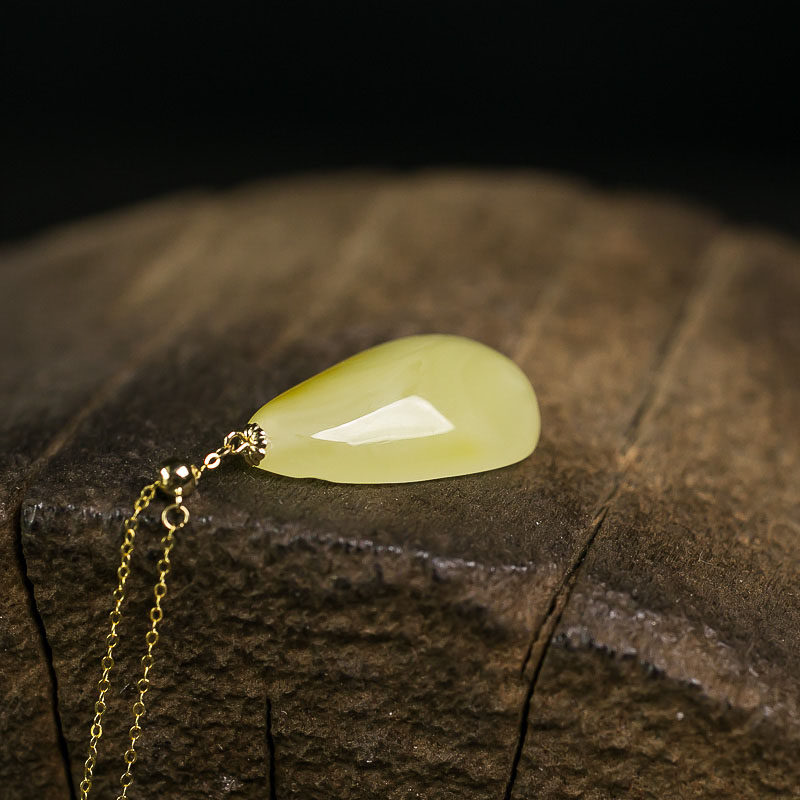 柠檬黄蜜蜡项链-红掌柜