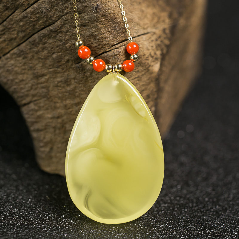 柠檬黄蜜蜡项链-红掌柜