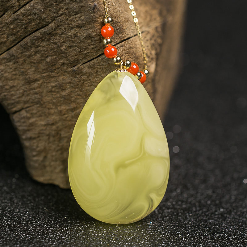 柠檬黄蜜蜡水滴-红掌柜