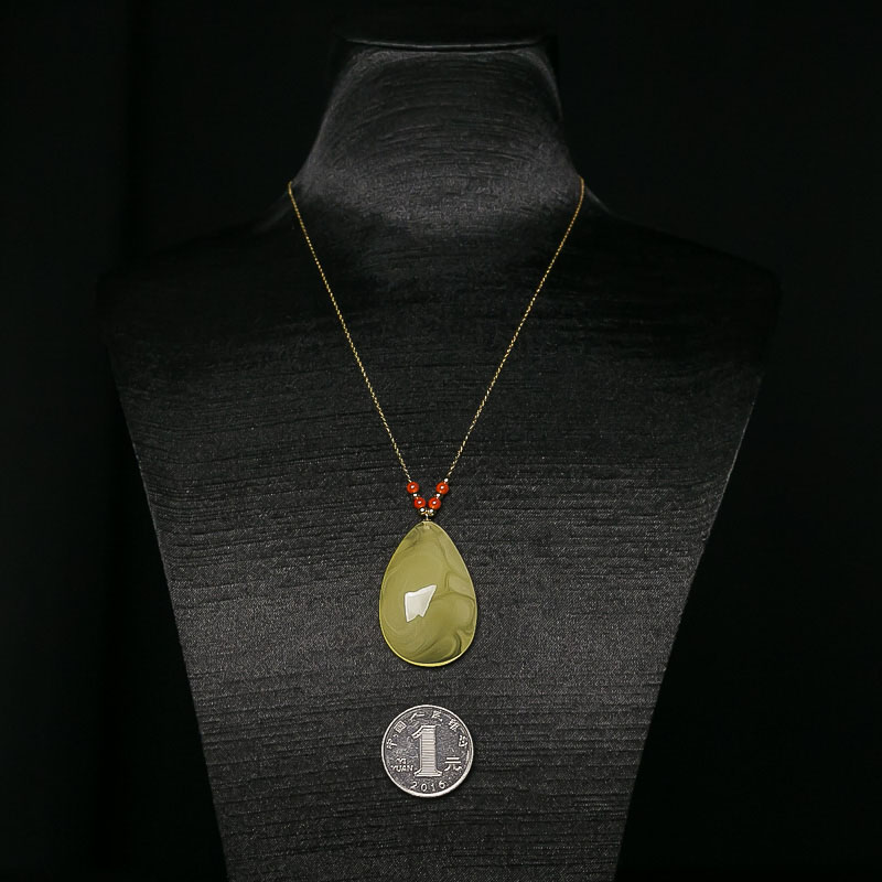 天然蜜蜡水滴项链-红掌柜