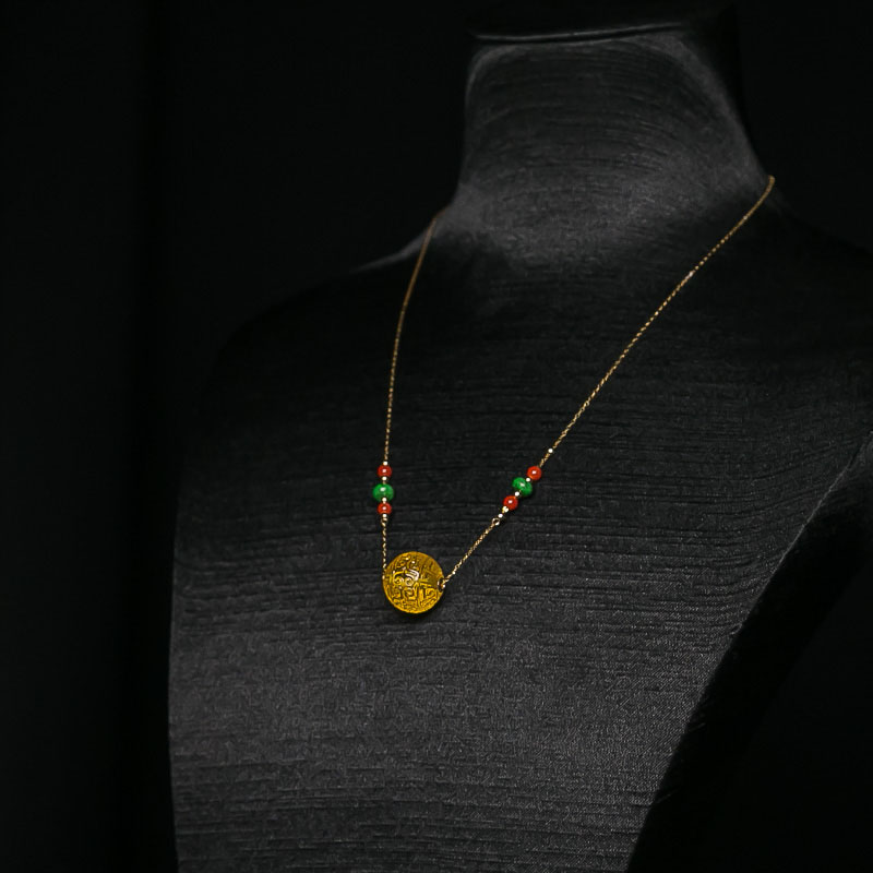 鸡油黄蜜蜡回文珠项链-红掌柜