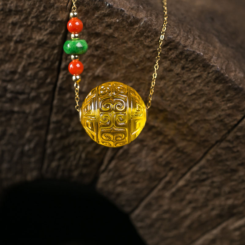 鸡油黄蜜蜡项链-红掌柜