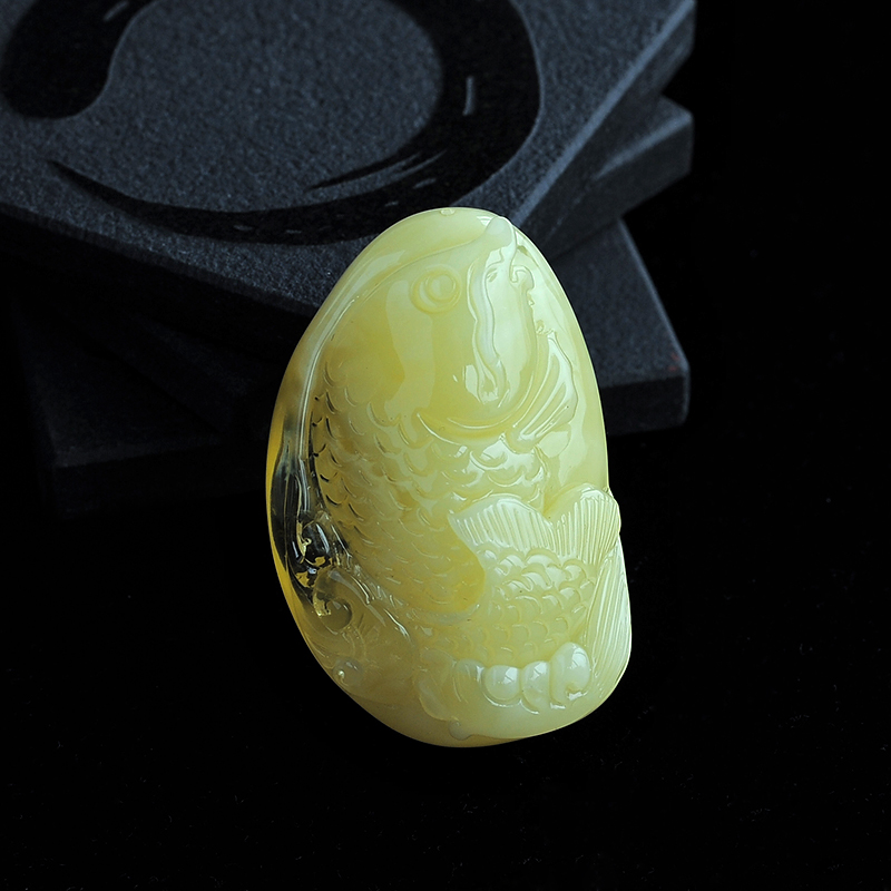 波罗的海天然蜜蜡鲤鱼吊坠-红掌柜