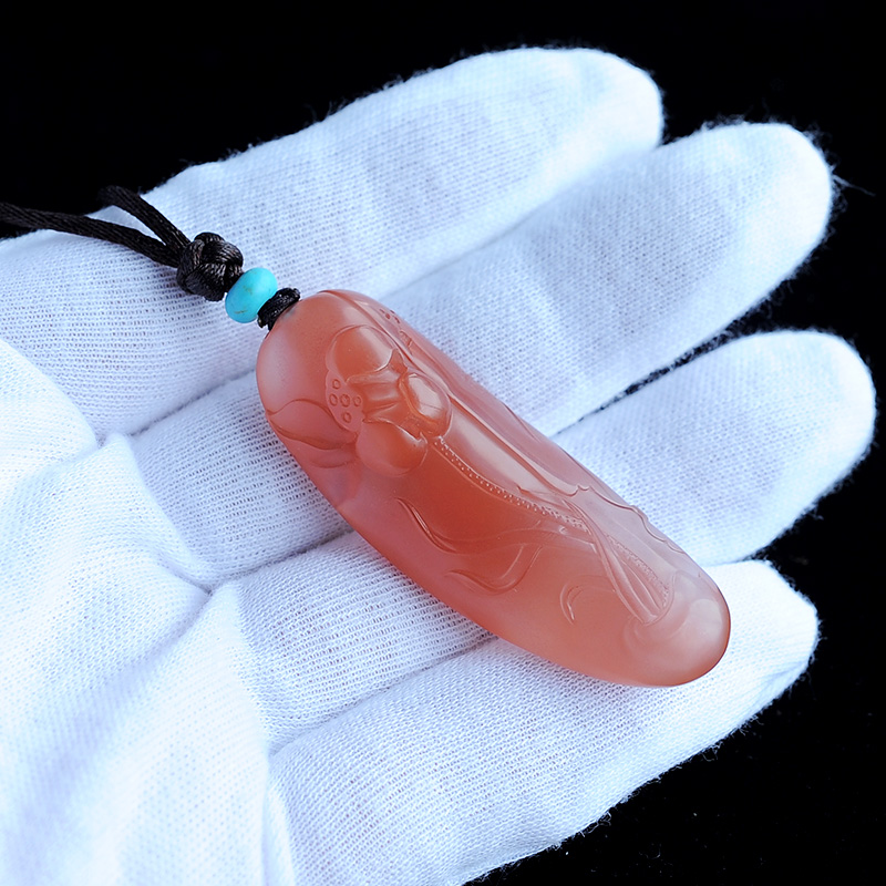 半透明一品清廉莲花挂件-红掌柜