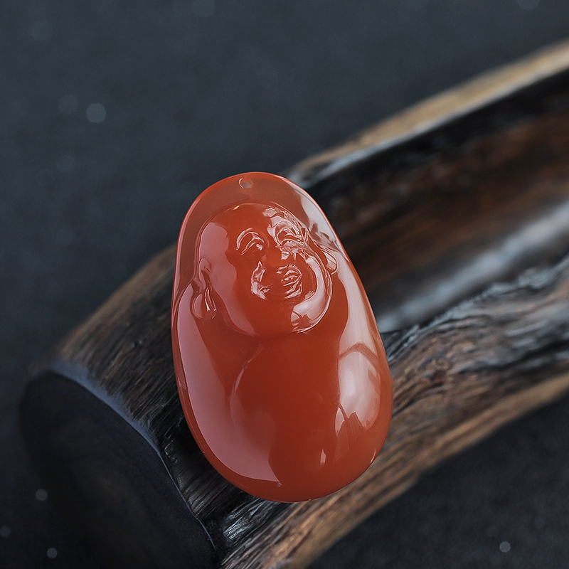 南红笑佛吊坠-红掌柜