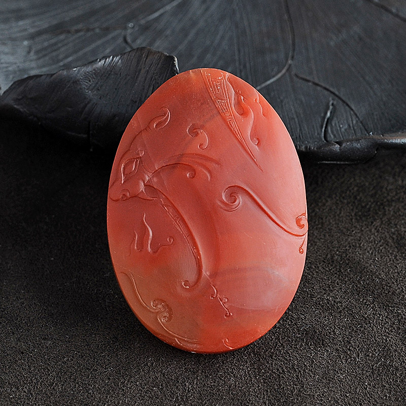 保山南红玛瑙仿古瑞兽挂件-红掌柜