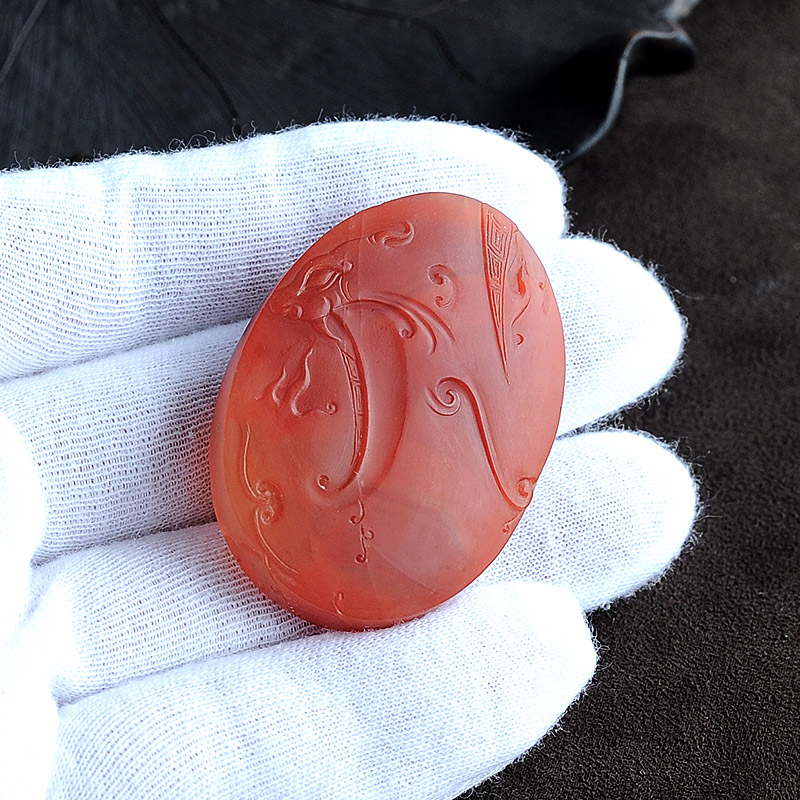 保山南红仿古麒麟挂坠-红掌柜