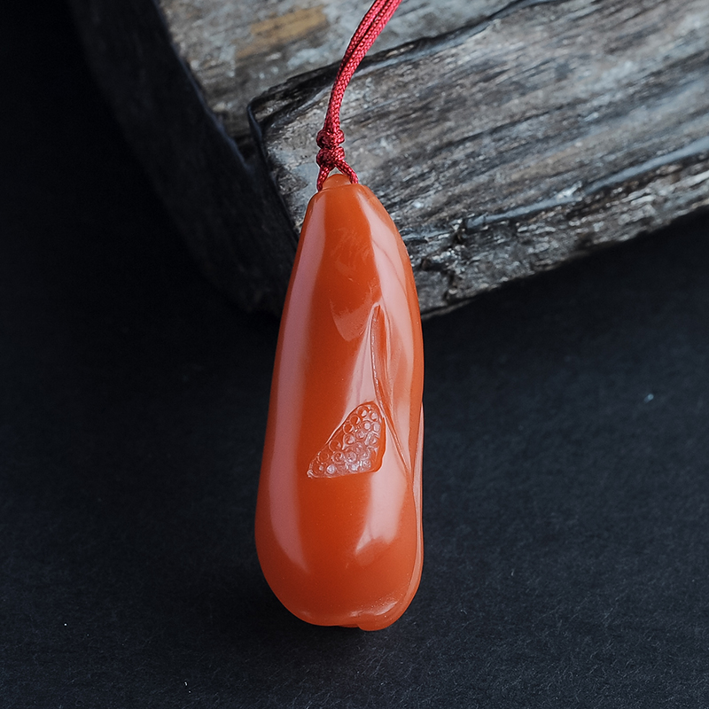 联合料南红玛瑙福来花雕挂件-红掌柜