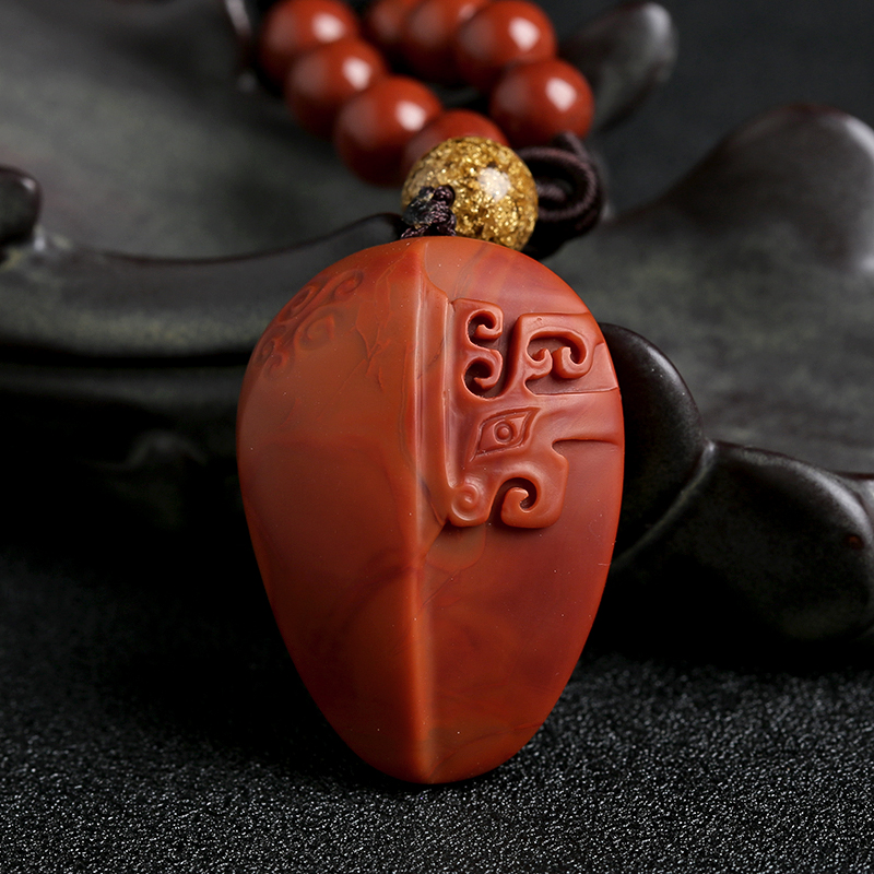南红仿古饕餮纹-红掌柜