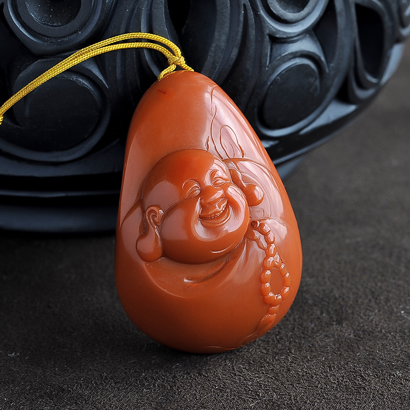 南红玛瑙弥勒佛挂坠-红掌柜