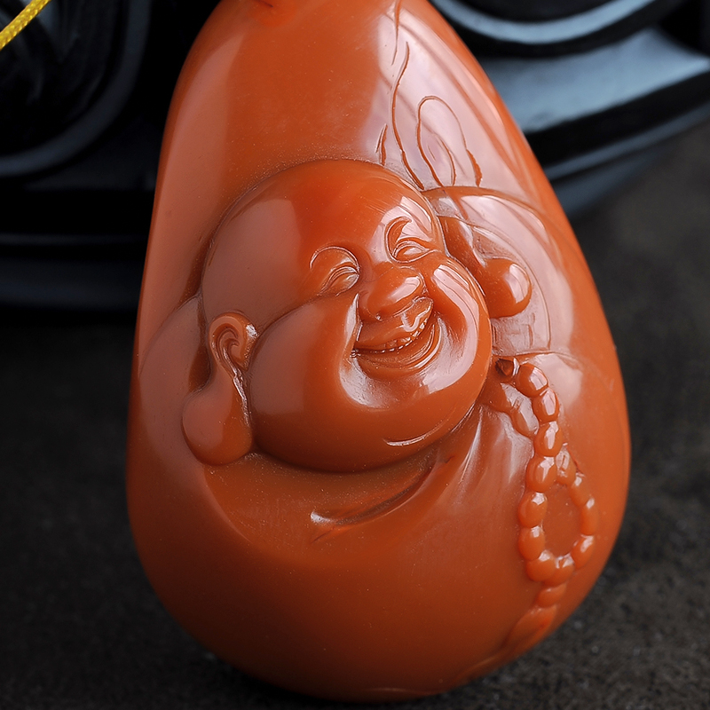 九口南红玛瑙弥勒挂件-红掌柜