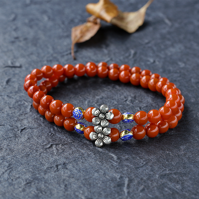 川料满肉满色南红手串- 红掌柜