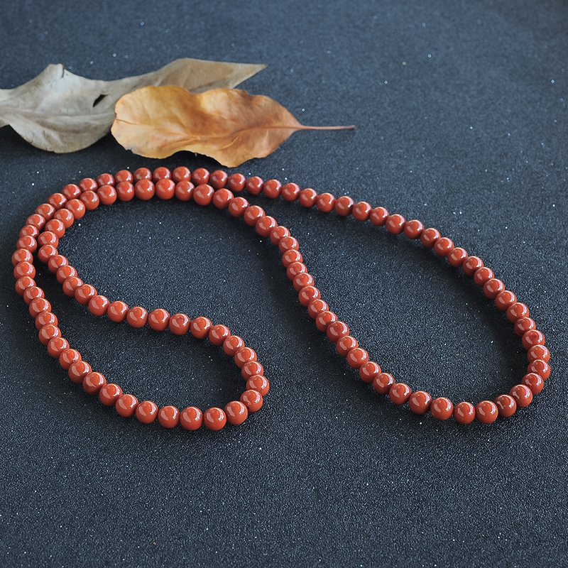 柿子红南红108佛珠-红掌柜