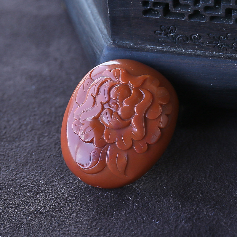 川料南红牡丹花开吊坠-红掌柜