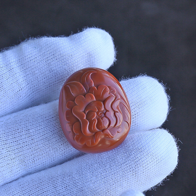 川料南红牡丹花开吊坠-红掌柜