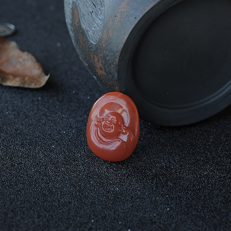 苏工南红笑佛挂坠-红掌柜