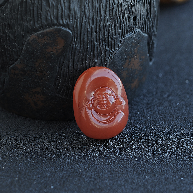 苏工南红笑佛吊坠-红掌柜