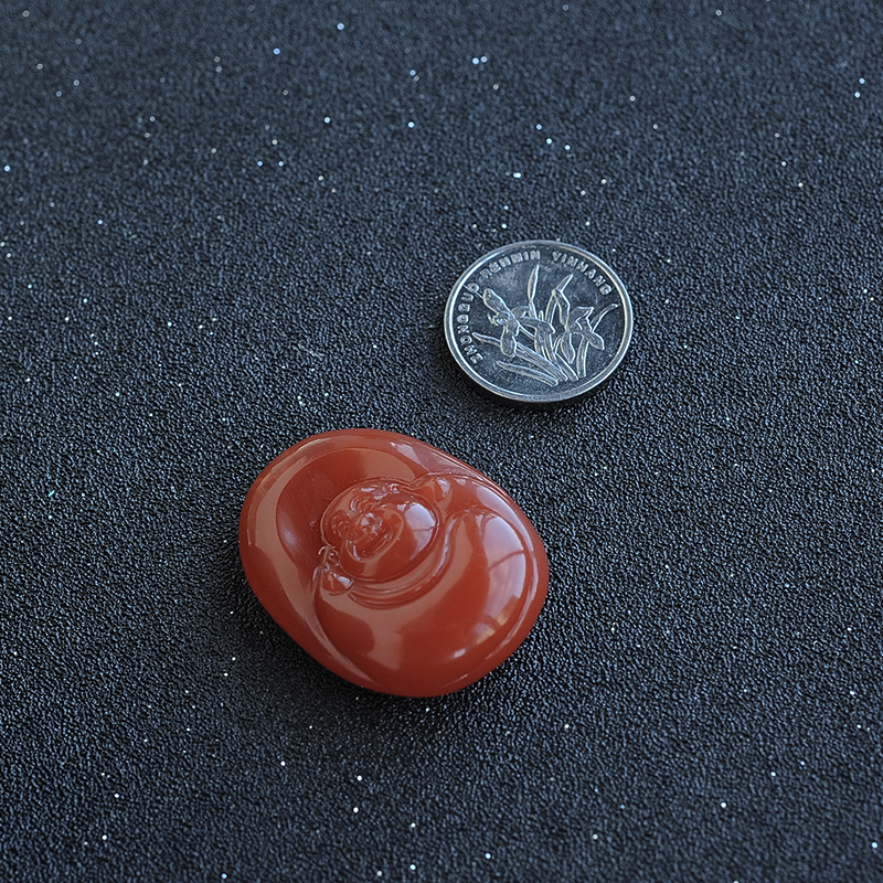 川料南红弥勒佛挂件-红掌柜