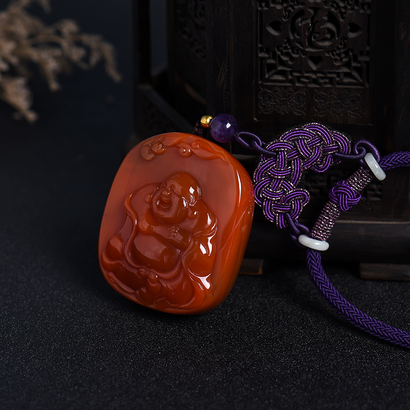 南红笑佛挂件-红掌柜