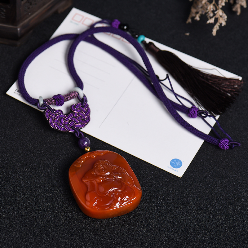 苏工南红笑佛吊坠-红掌柜