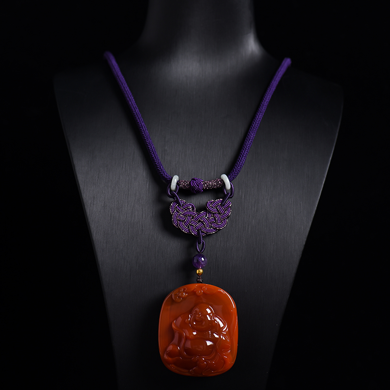 苏工南红弥勒佛吊坠-红掌柜