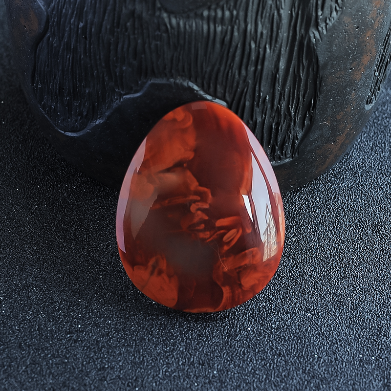 川料南红火焰纹随形吊坠-红掌柜