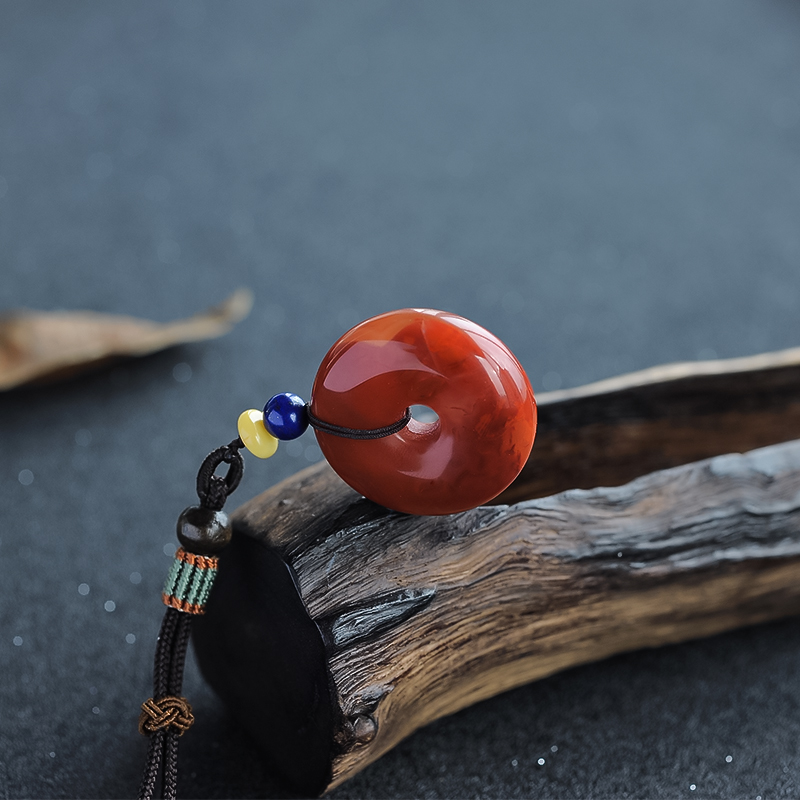 南红火焰纹平安扣挂件-红掌柜