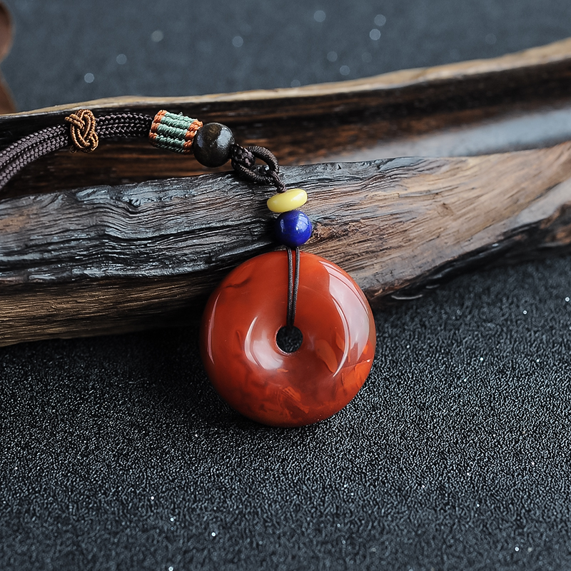 南红平安扣吊坠-红掌柜