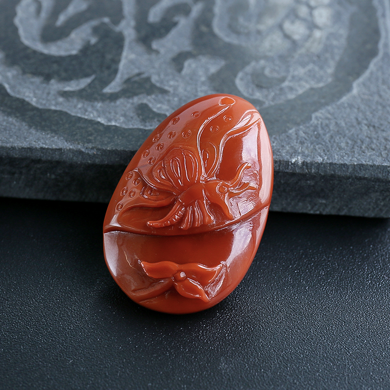 柿子红南红挂件-红掌柜