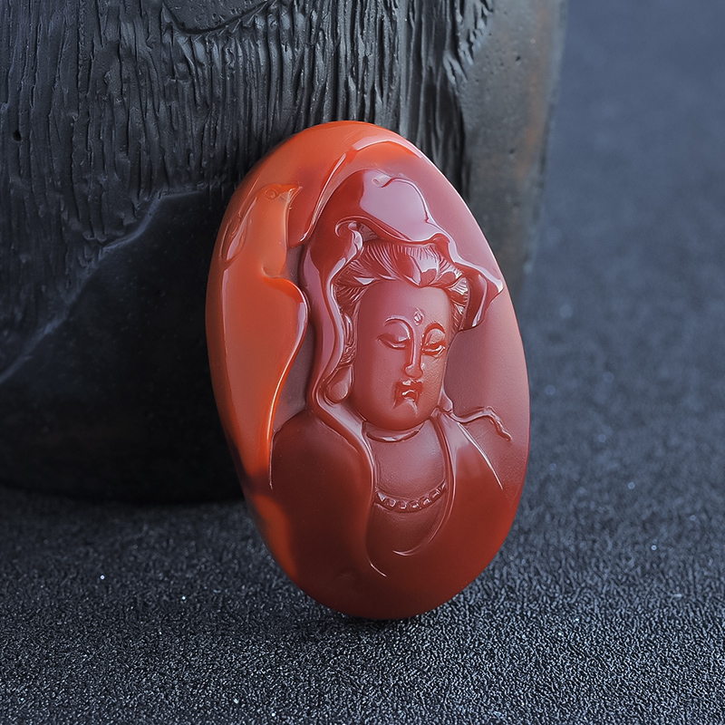 南红观音挂坠-红掌柜