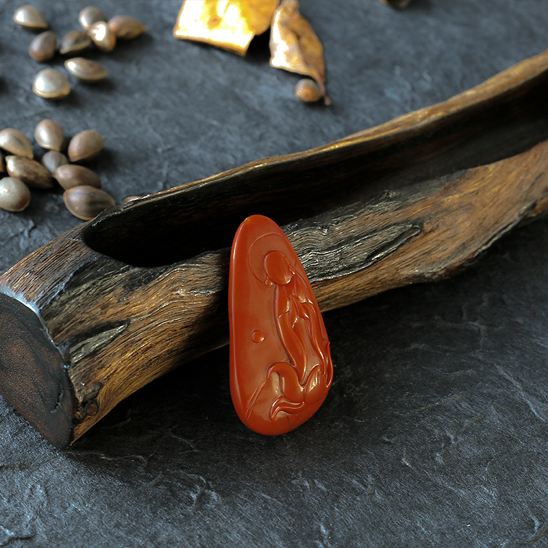 柿子红南红挂件-红掌柜