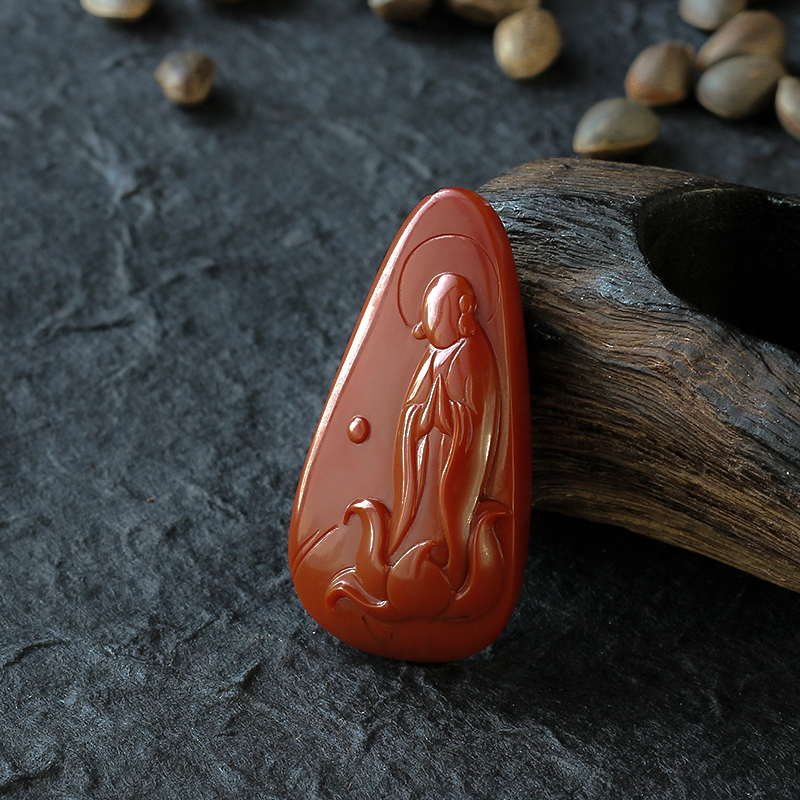 满肉柿子红南红悟道挂坠-红掌柜