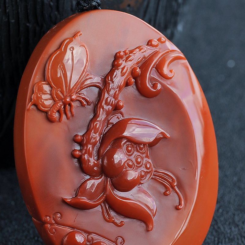 柿子红玫瑰红南红挂件-红掌柜